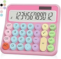 Vista 1 de Pink Calculator, Standard Calculator 12 Digit with Large LCD Display and Big Buttons,Pink Office Accessories for Women Desk, Cute for Office,School