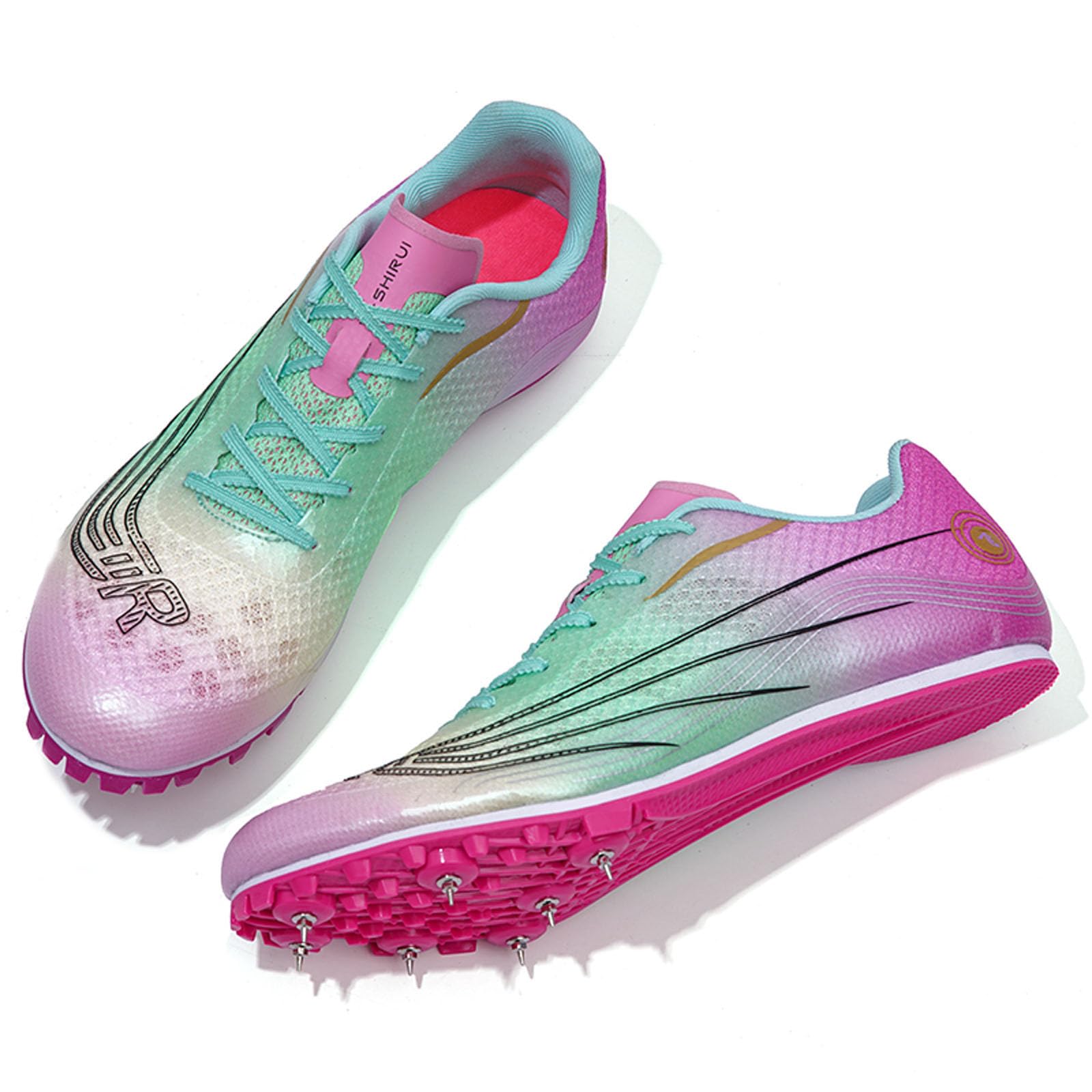 BLBK Spikes - Scarpe da Corsa da Uomo a Media Distanza, 7 Chiodi, Unisex, per Atletica Leggera, con Punte e Stampa