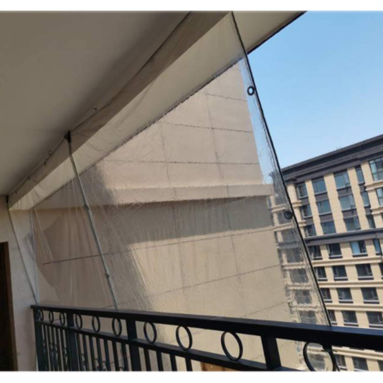 0.4mm Transparente Plane Mit ösen,Wasserdicht Klar Abdeckplane Gewebeplane PVC Folie Markisen Tarps Schutzplane Für GartenmöBel,Bodenabdeckungen Schuppenstoff Regenfest 450G/M²(2.4x3m/7.9x9.8ft)