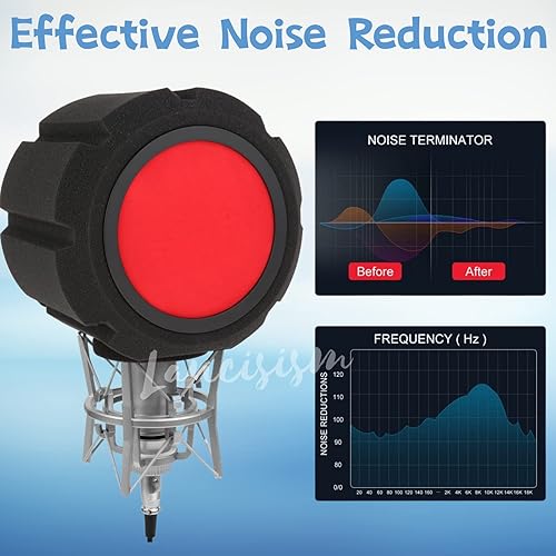 Miniatura 10 de Filtro pop para micrófono, parabrisas profesional para micrófono, protector de viento grueso, filtro acústico para micrófonos de estudios de