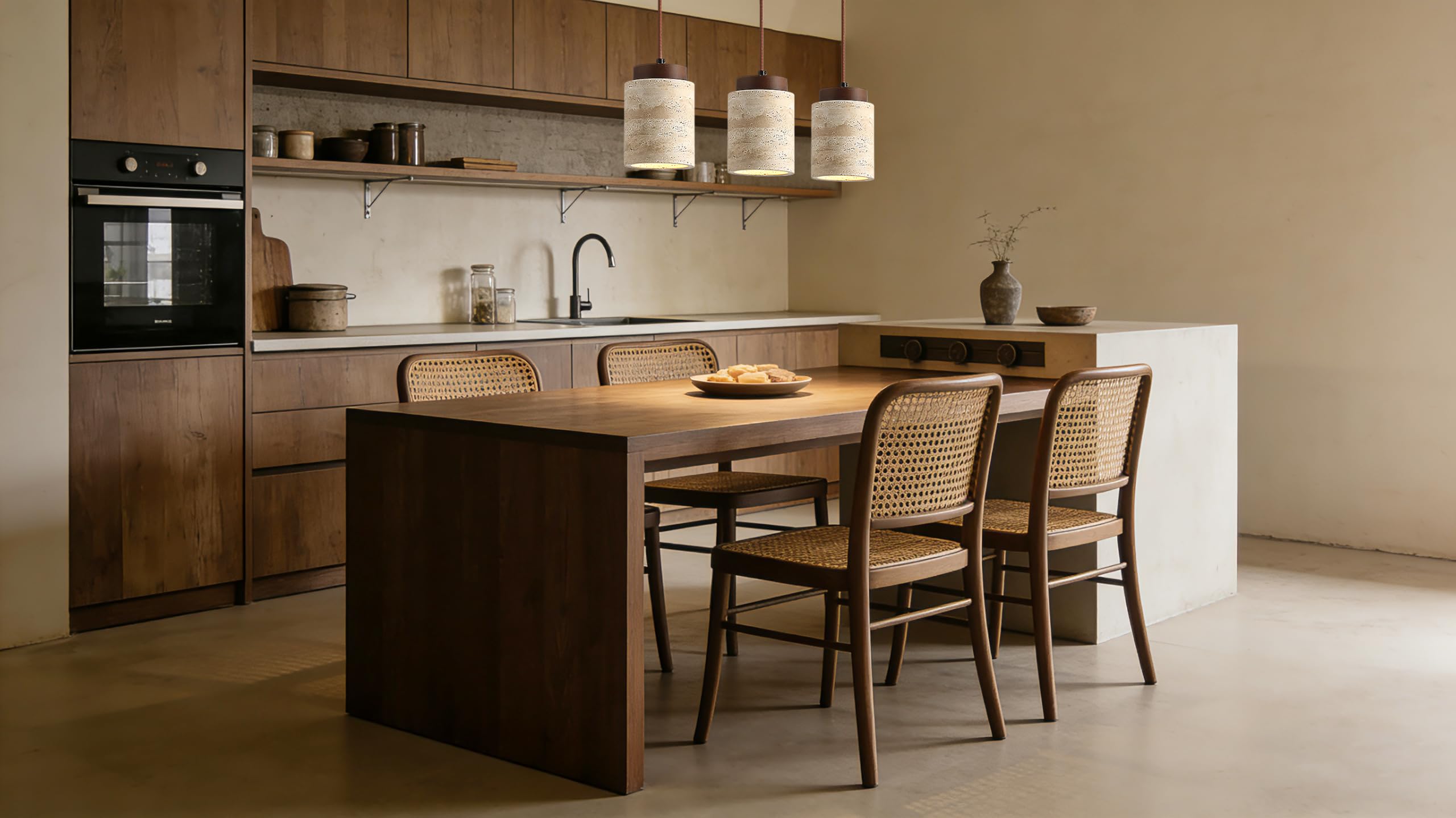 7W Natürliche Travertin Hängeleuchte Wabi Sabi Stil Deckenlampe Deko Hängelampe Höhenverstellbar Lampen Moderne Pendelleuchte Küchenlampe für Schlafzimmer Esszimmer Wohnzimmer Küche Diele