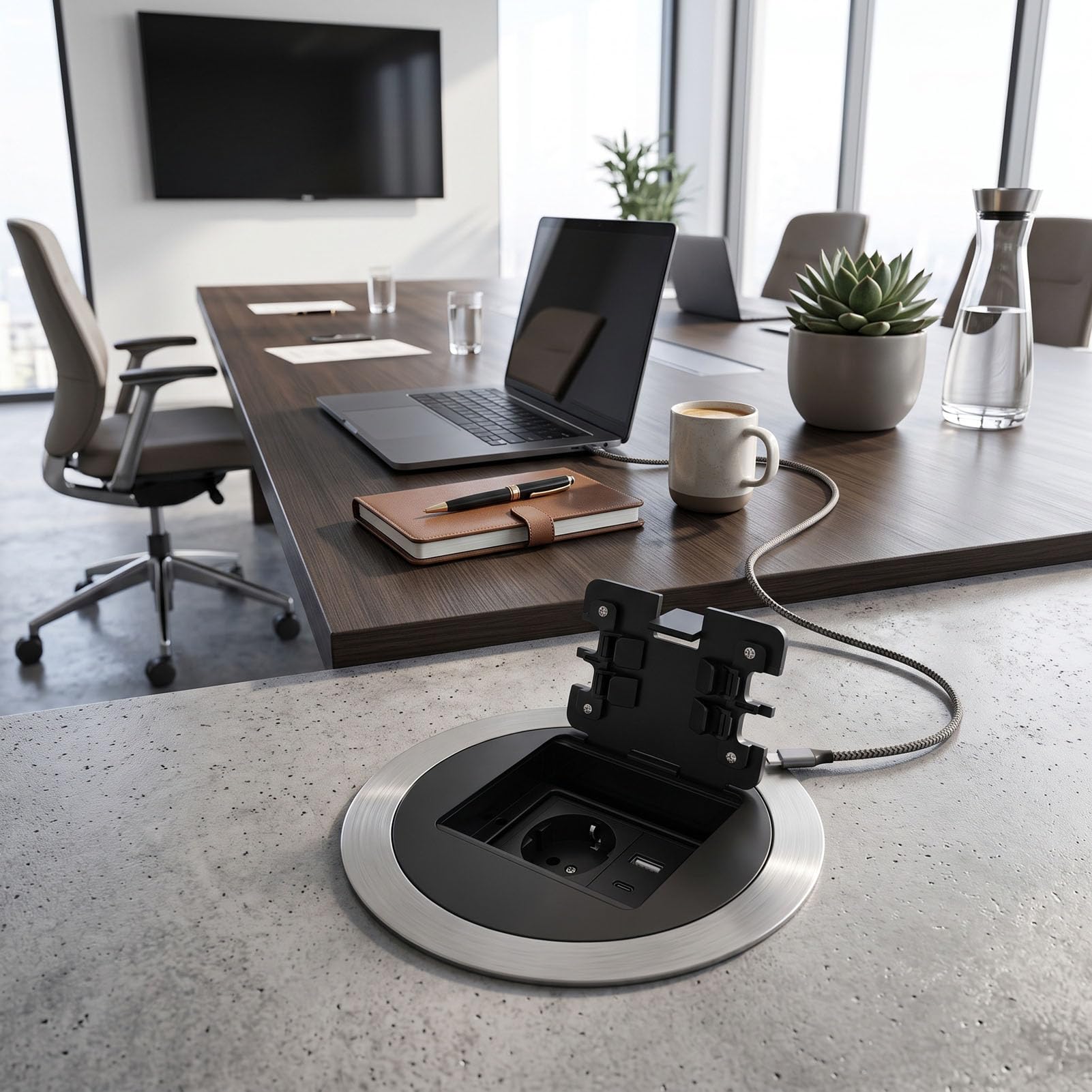 Prise de Sol Encastrable Ronde, Prise 2 Broches Port USB for