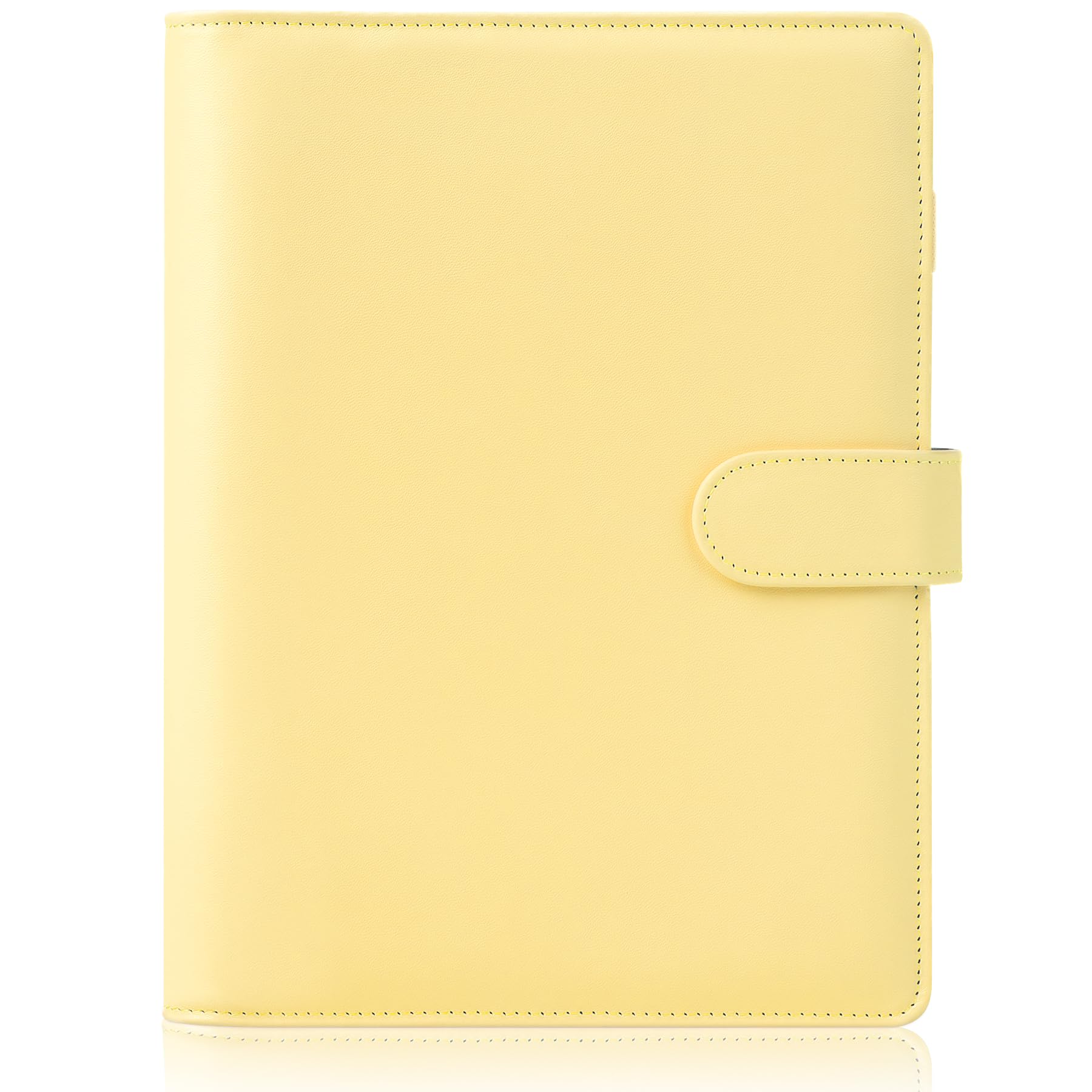 HAUTOCO A5 PU Leather Binder - Refillable Ring Binder Organiser Planner for Office & School - Yellow, 6 Holes