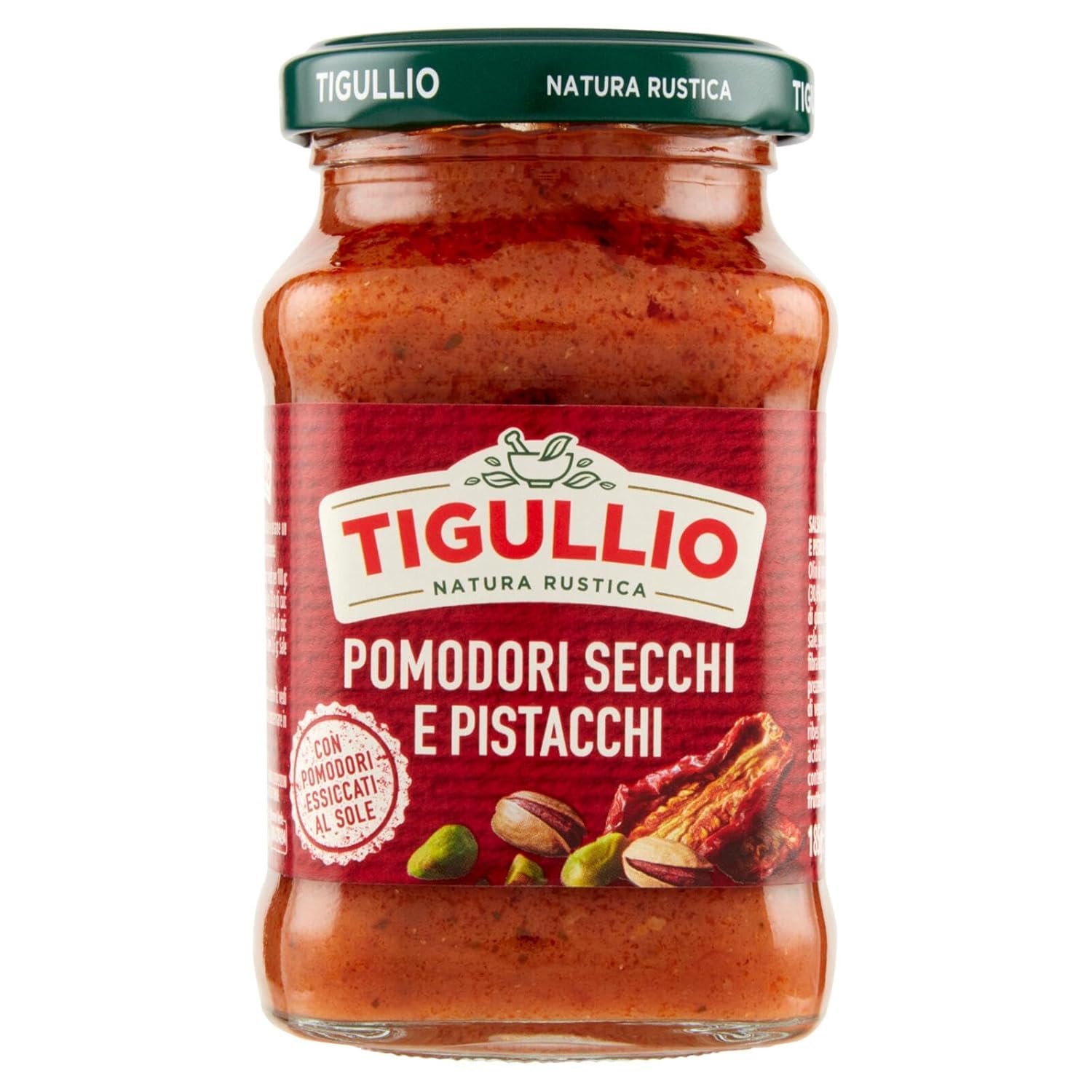 Tigullio Pesto con Pomodori Secchi e Pistacchi, 190 g, Confezione da 15, + portachiavi italy shop service