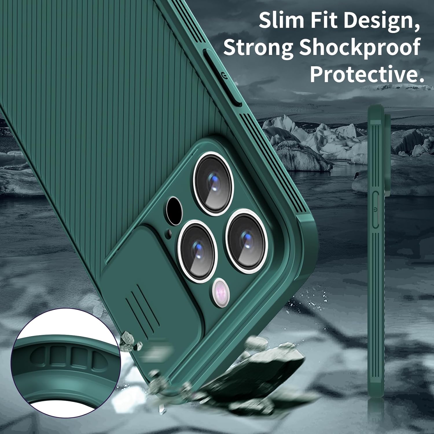 Hitaoyou iPhone 13 Pro Max Magsafe Case with Slide Lens Cover, Slim Magnetic Case for iPhone 13 Pro 6.7" Green - Image 6