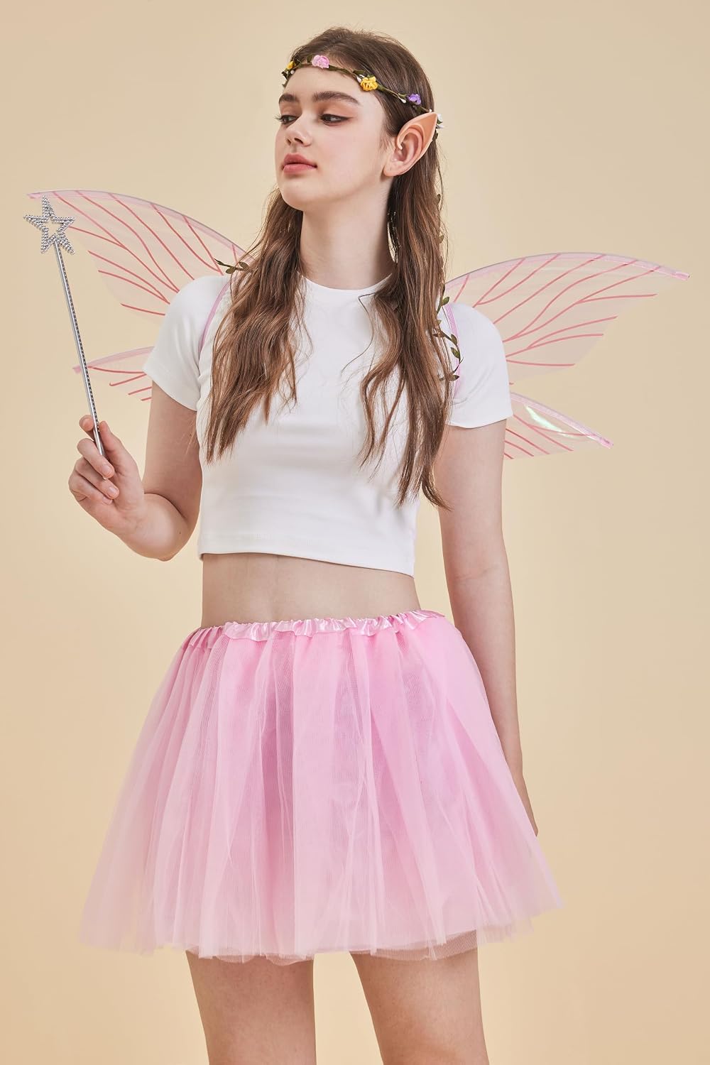 Gionforsy Fairy Wings for Adults Tutu Angel Wings Costume Set Halloween Butterfly Fairy Costume for Women Spirit Week