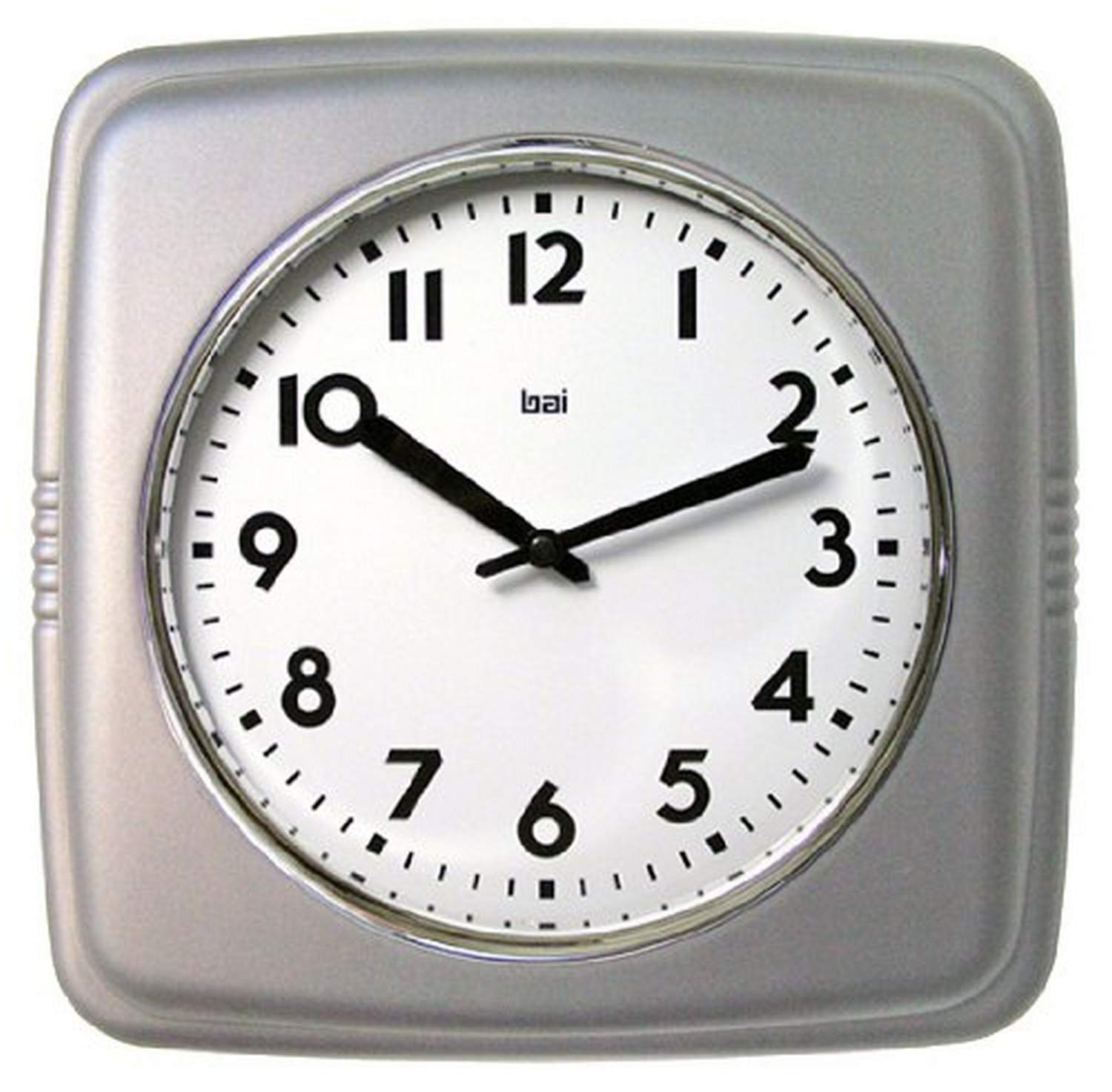 Bai 750.SS Square Retro Wall Clock, front view