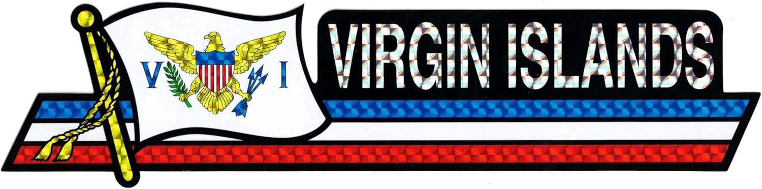 Pack of 50 US Virgin Islands Flag 3"x12" Reflective Decal Bumper Sticker DCX-255
