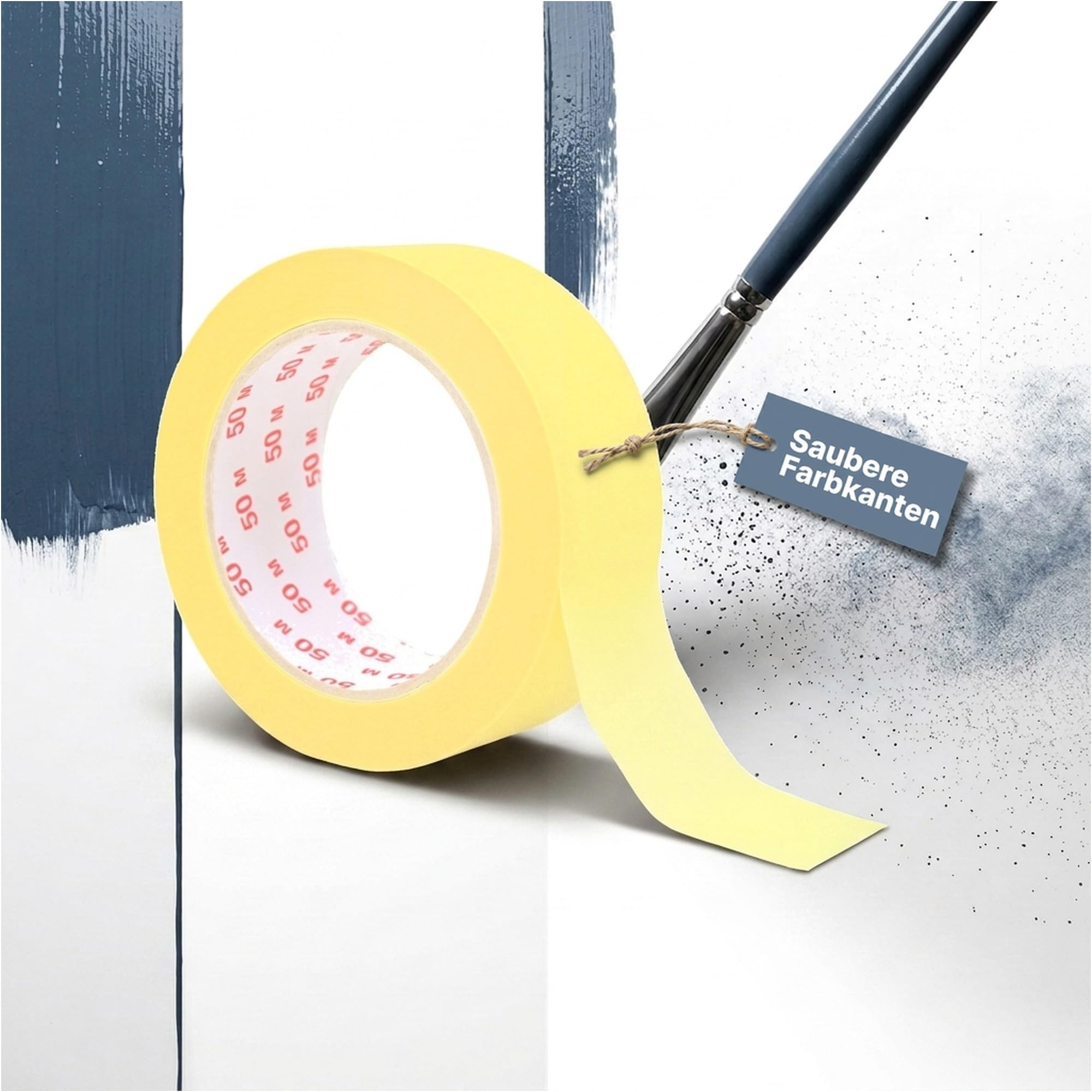 Lot de 24 rubans de masquage ou de peinture pour travaux professionnels, 50 m x 38 mm