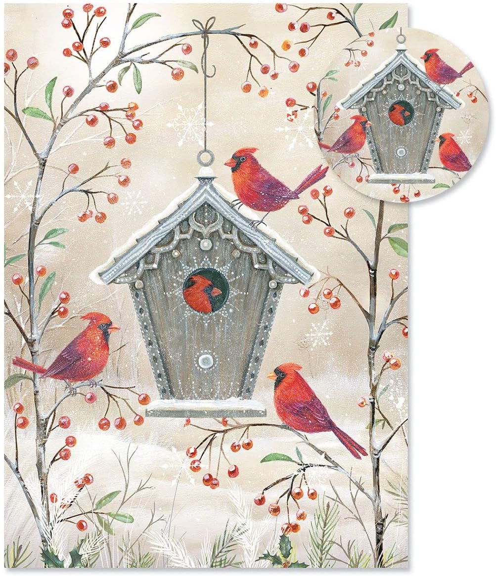 Colorful Images Cardinal Winter Christmas Cards- Set of 24 Cards and Matching Envelope Seals, Card Stock, 5 x 7 Inches