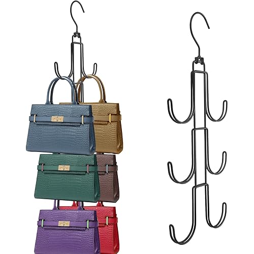 Purse Organizer for Closet Hanging,Metal Space Saving Purse Hanger Closet Organization Bags Storage Organization for Purses Handbags Backpacks Tank Tops Belts,Bride Hanger