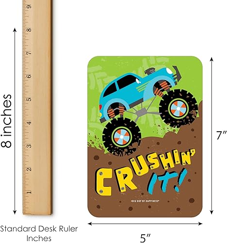 Miniatura 4 de Big Dot of Happiness Smash and Crash - Monster Truck - Tarjetas de bingo con imágenes y marcadores - Juego de bingo para fiesta de cumpleaños para