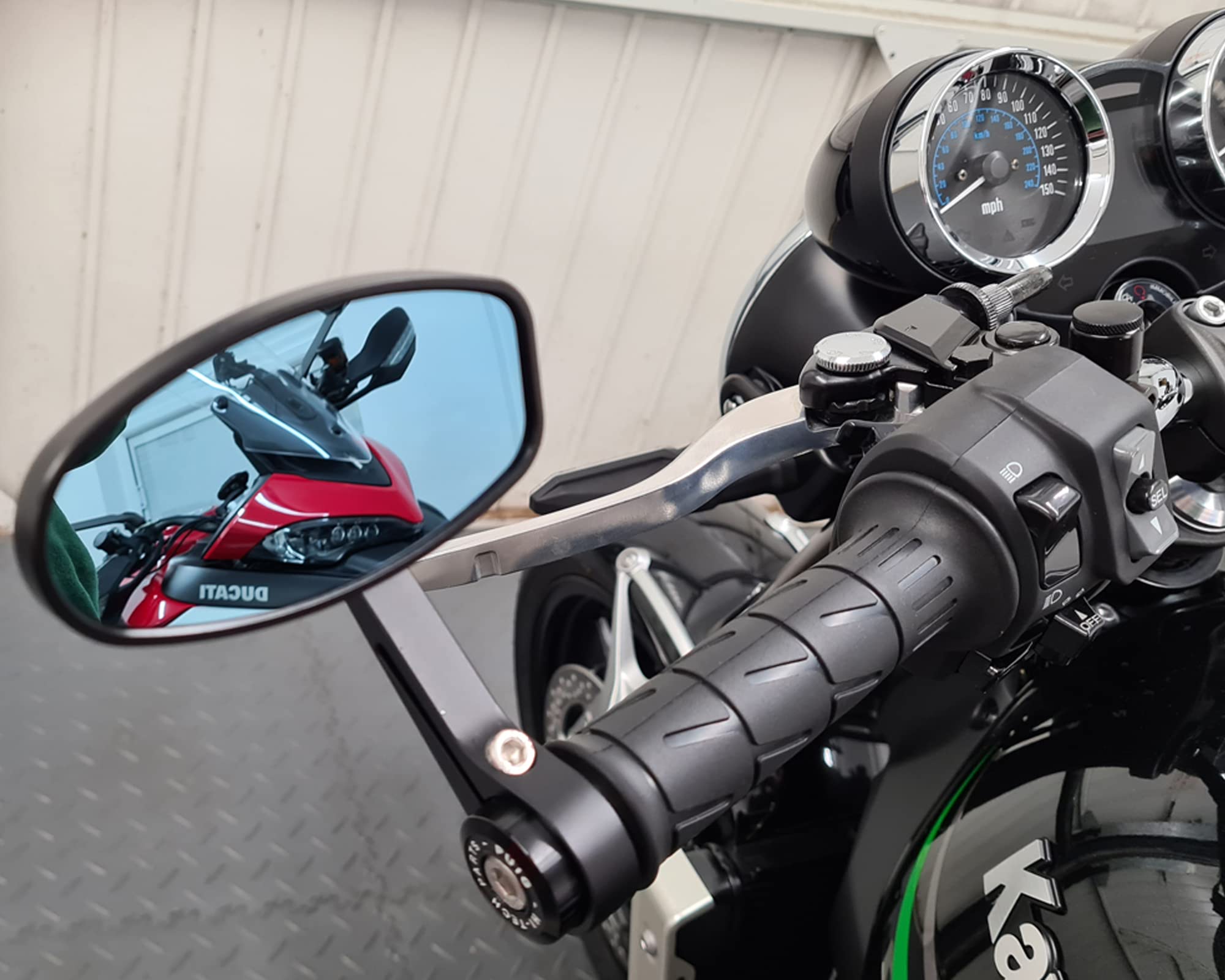 Retroviseur de Guidon 22mm avec Embout pour Moto | Cafe Racer | Roadster | avec Rotation Facile à 360° | Compatible sur Renthal