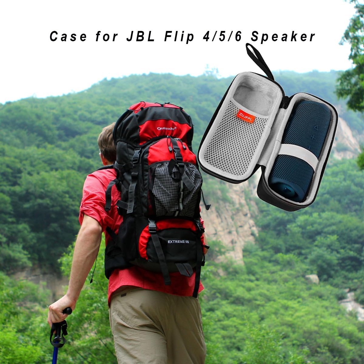 EVA Hard Case for JBL Flip7/ 6/5 Waterproof Portable Bluetooth Speaker, Fit for JBL Flip 4 Premium Travel Protective Carrying Storage Bag(Grey) - Image 4