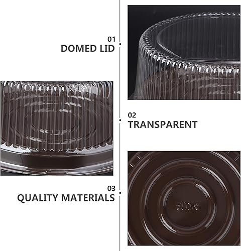 Miniatura 5 de DOITOOL Paquete de 10 recipientes desechables de plástico para pasteles con tapas, soportes redondos para tartas para transporte, soporte