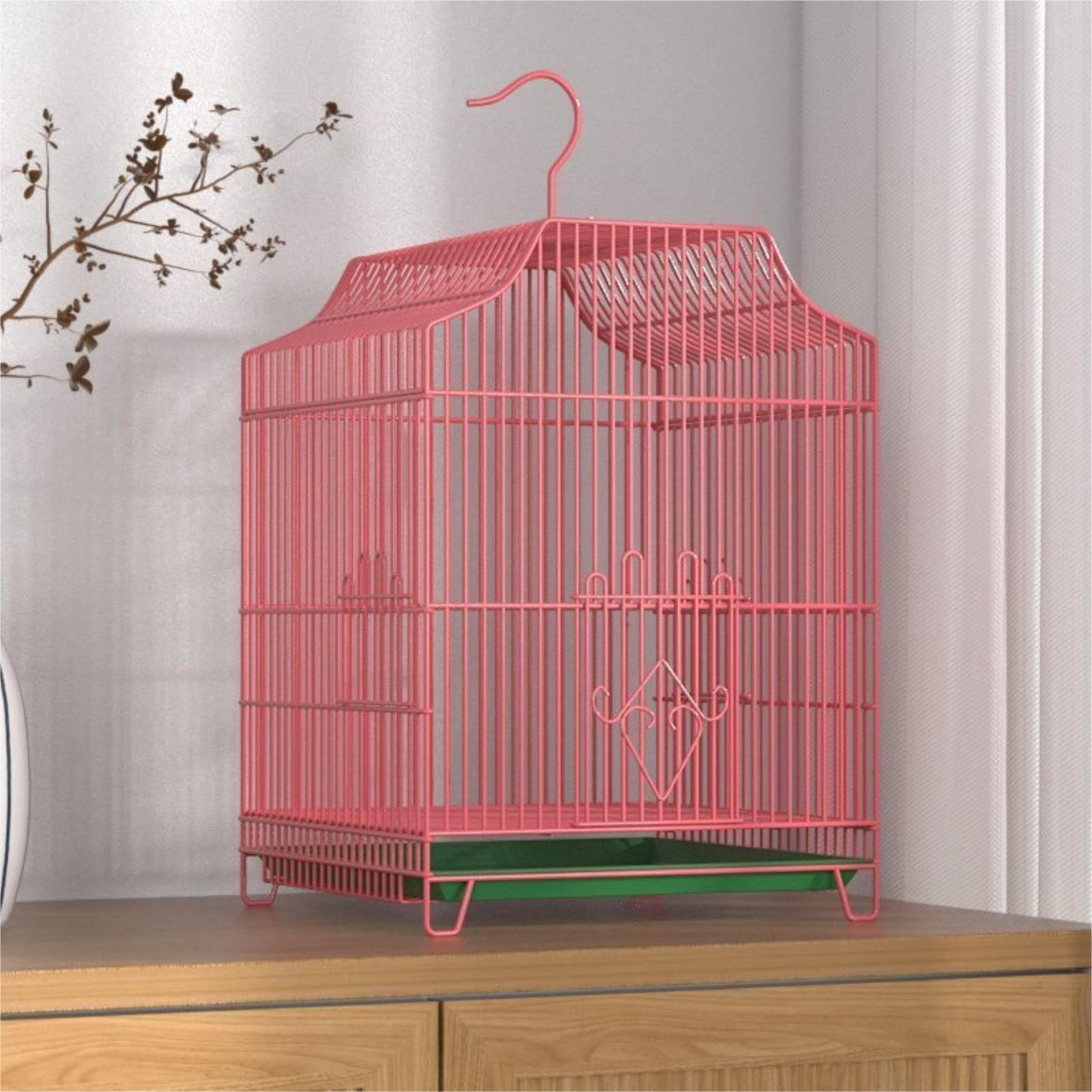 Klatka Na Ptaki Dla Ptaków Kanarków Klatka Dla Ptaków Metalowa Małych, Nimfa, Nierozłączka, Zięby(Pink)