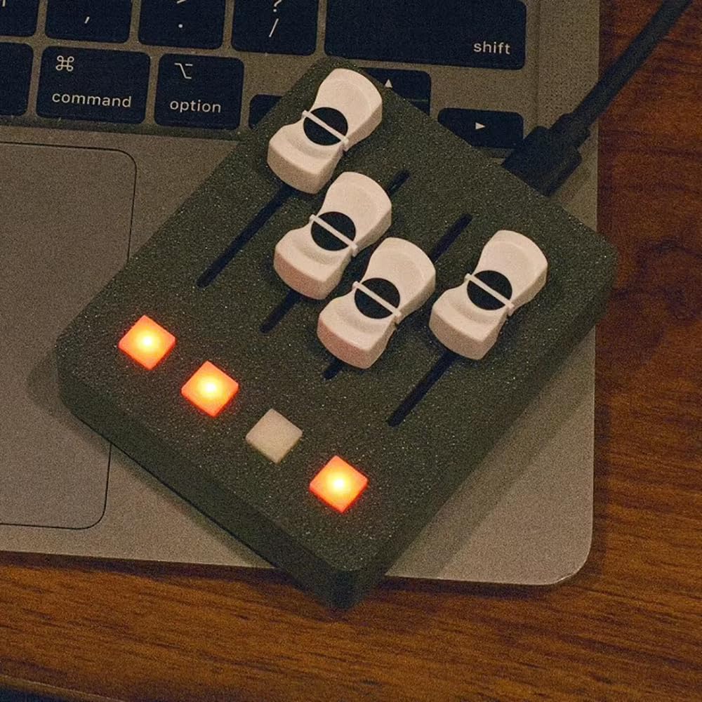 EM-PO2 MIDI-Controller, 4 Fader & 4 Tasten zur DAW-Steuerung, für Musikproduktion & Streaming | EM-PO2 , für Musikproduktion & Streaming