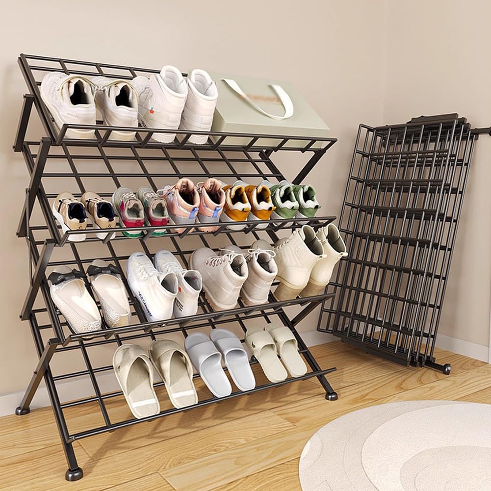 Étagère à chaussures pliable métal gain de place pour entrée autonome