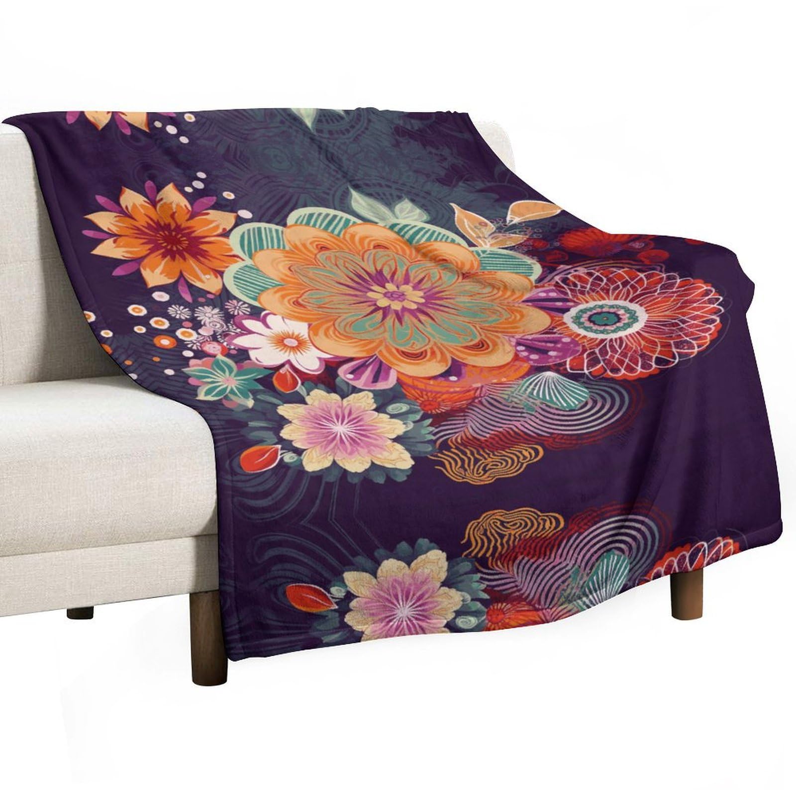 Couverture en molleton légère contre les nuits fraîches, plaid de lit floral doux