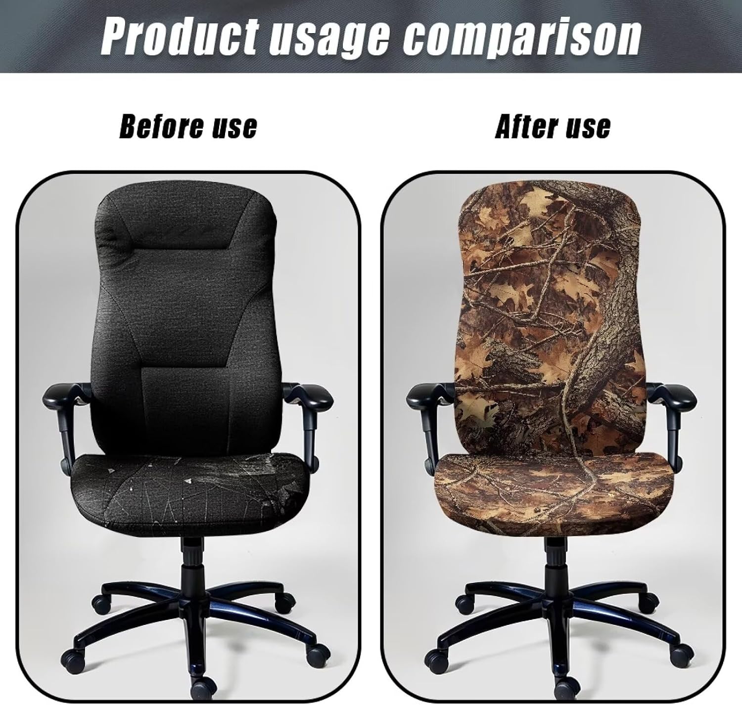 Printed Office Chair Cover Stretchable Computer Chair Cover Rotating Chair Slipcover Washable Rolling Chair Protector Protective Executive Chairs Cover, S, Camo Hunting Forest