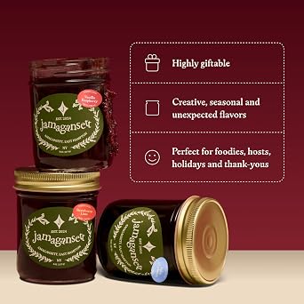 Jamagansett Jam, Strawberry Lime Flavor, Vegan & Gluten Free Fruit Spread, Handmade in the USA, Made with Less Sugar, Clean Ingredients, No Additives, Preservatives or Fillers, 9 oz Jars