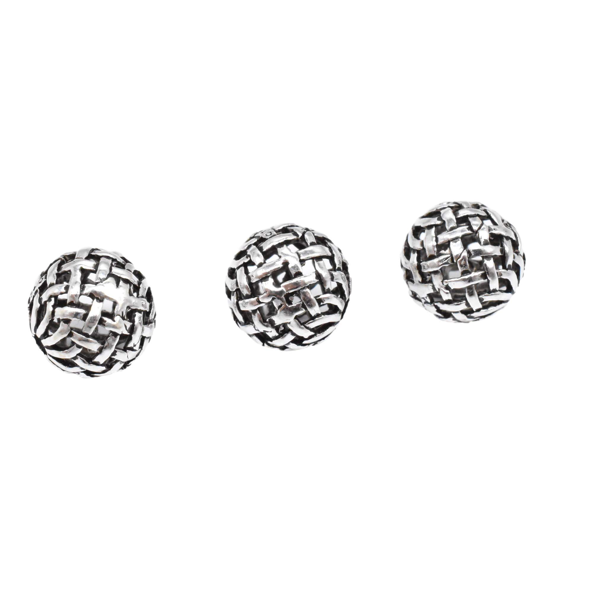 ZooWoo 5 Sterling Silver Basket Weave Beads, Bracelet Bead, Necklace Bead, Round Bead, 925 Silver Weave Bead, Celtic Bead, Ball Bead 10mm
