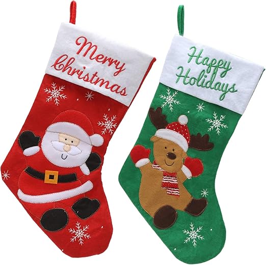 Amazon Co Jp クリスマスソックス 靴下 45cm クリスマスストッキング ギフト クリスマスツリー サンタクロース クリスマストナカイ 飾り 暖炉 可愛い プレゼント 2枚 おもちゃ