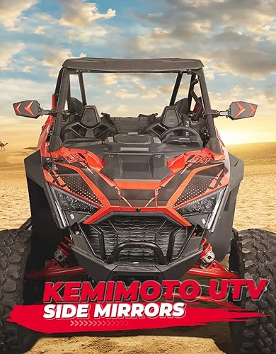 Miniatura 5 de KEMIMOTO UTV - Espejos de visión lateral para barra antivuelco de 1.75-2 pulgadas, compatible con Polaris RZR 800 900 1000 XP Turbo Pioneer Rhino