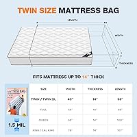 Vista 2 de Bolsa de plástico para colchón para mudanza y almacenamiento, funda impermeable para colchón, protector de colchón para suministros de mudanza