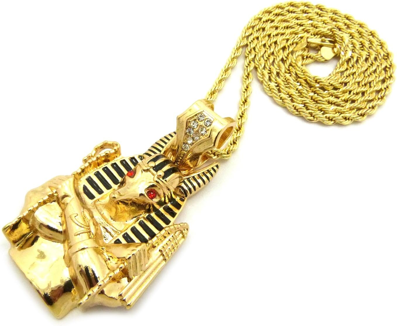 Fashion 21 Egyptian God Holding Crook & Flail Anubis Pendant 30" Various Chain Necklace Gold, Silver Tone