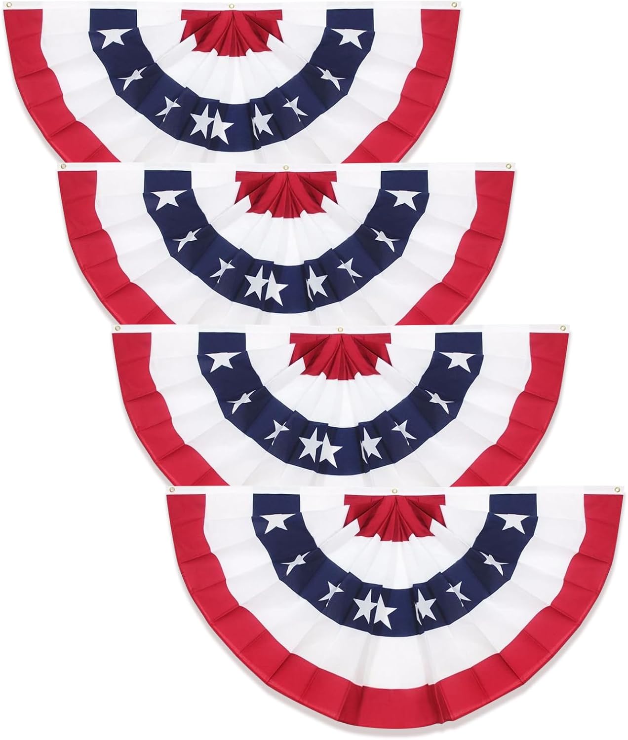 American Flag Bunting Flags 2x4 FT, 6 Pack Patriotic Buntings for Outside, Red White and Blue USA Pleated Fan Decorations for 4th of July, Memorial Day, Fourth Decor Outdoor