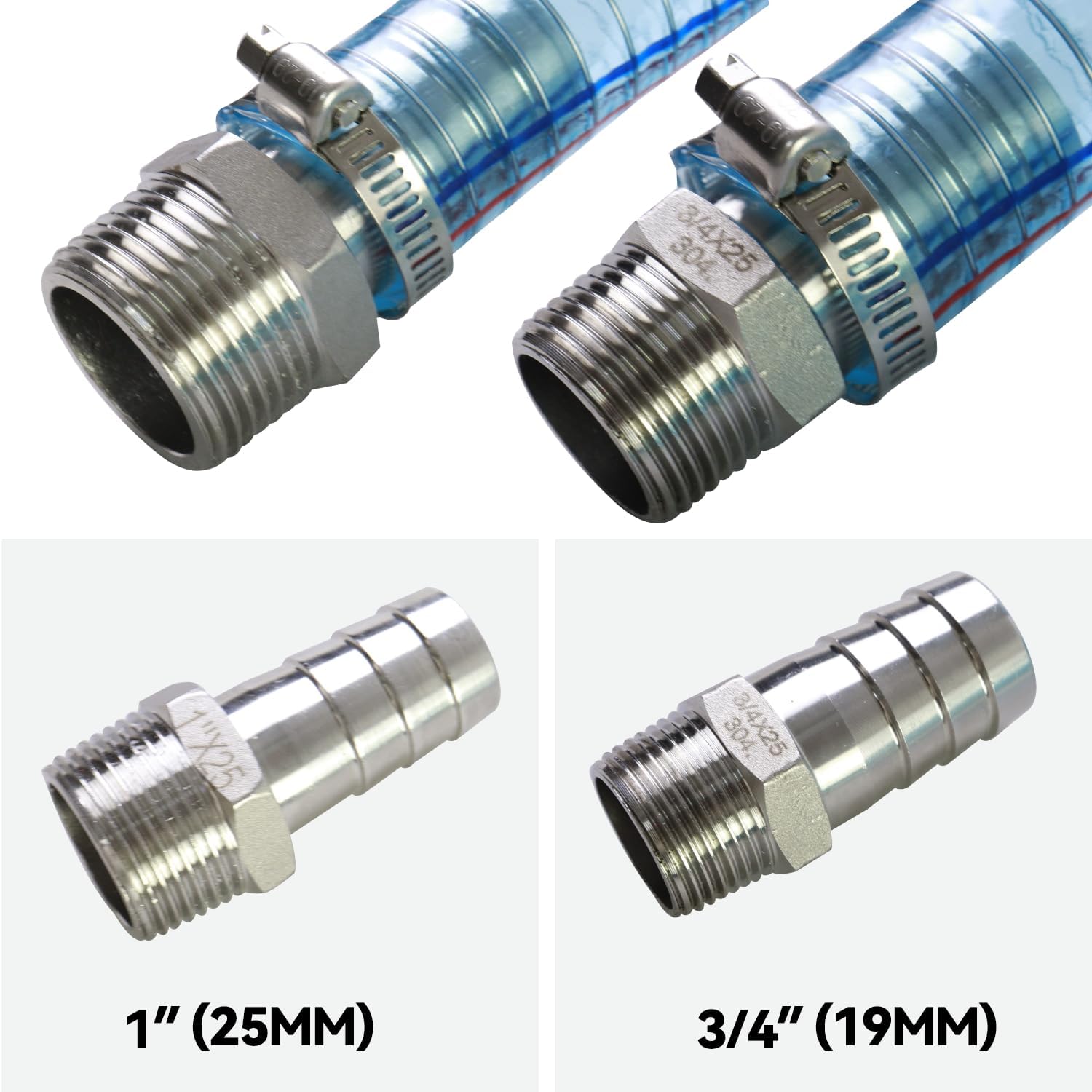 Fuel Transfer Hose 1" x 6.5FT, with SS NPT Fittings & Filter, for Diesel Gas DEF, Wire Reinforced Suction Hose for 3/4" & 1" Transfer Pump