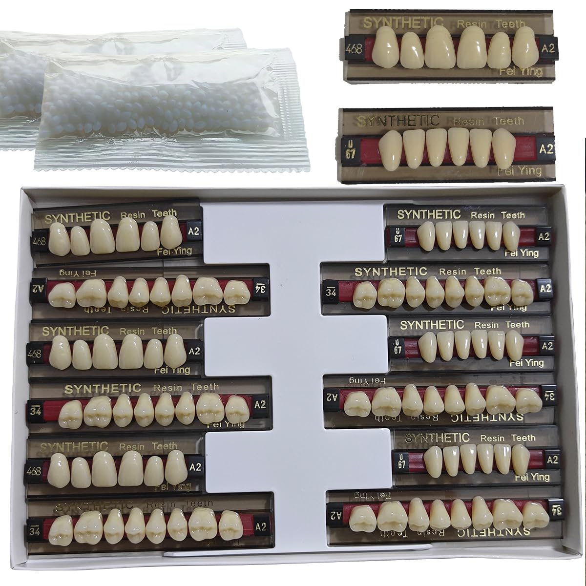 A2 of Maximum Standard Size Teeth Fake Teeth, Tooth KitDIY All Teeth 3 Sets.Dental Education,Dental Teeth Teaching Model(New 1 Box)
