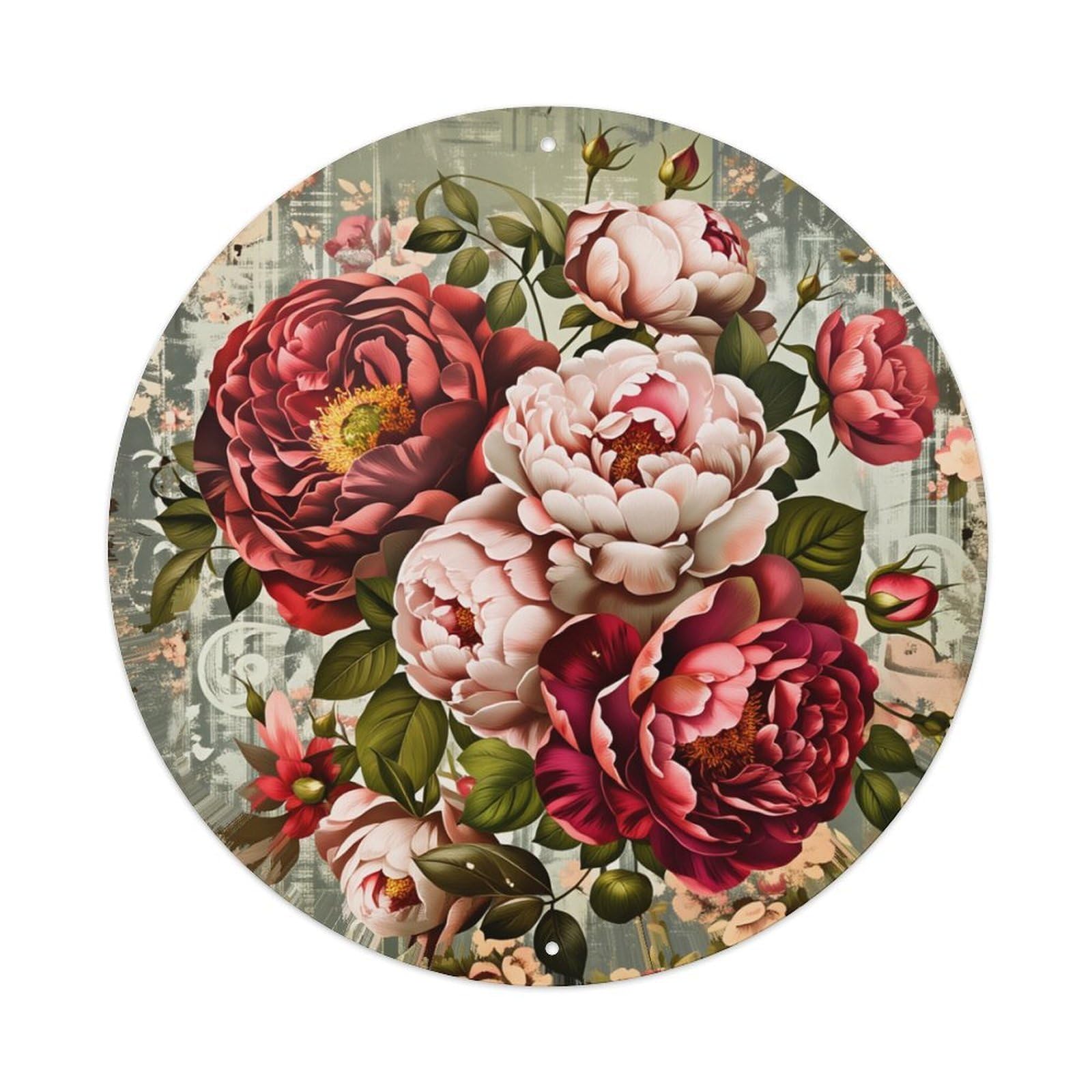 Floral Bouquet Vintage Pattern Art Round Tin Sign Retro Metal Sign for Cafe Bar Pub Home Game Room Gym Club Wall Decoration Vintage Metal Poster 8x8 Inch