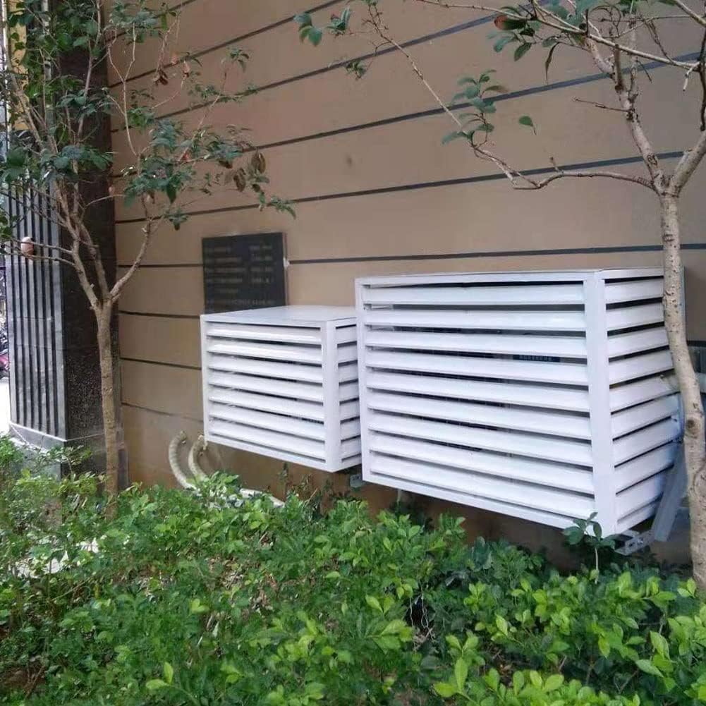 Copri Condizionatore da Esterno Copertura Condizionatore Esterno in Leghe di Alluminio,Telo Copri Condizionatore Esterno Schermo Decorativo per Recinzione Privacy,Grigio,110x60x80cm