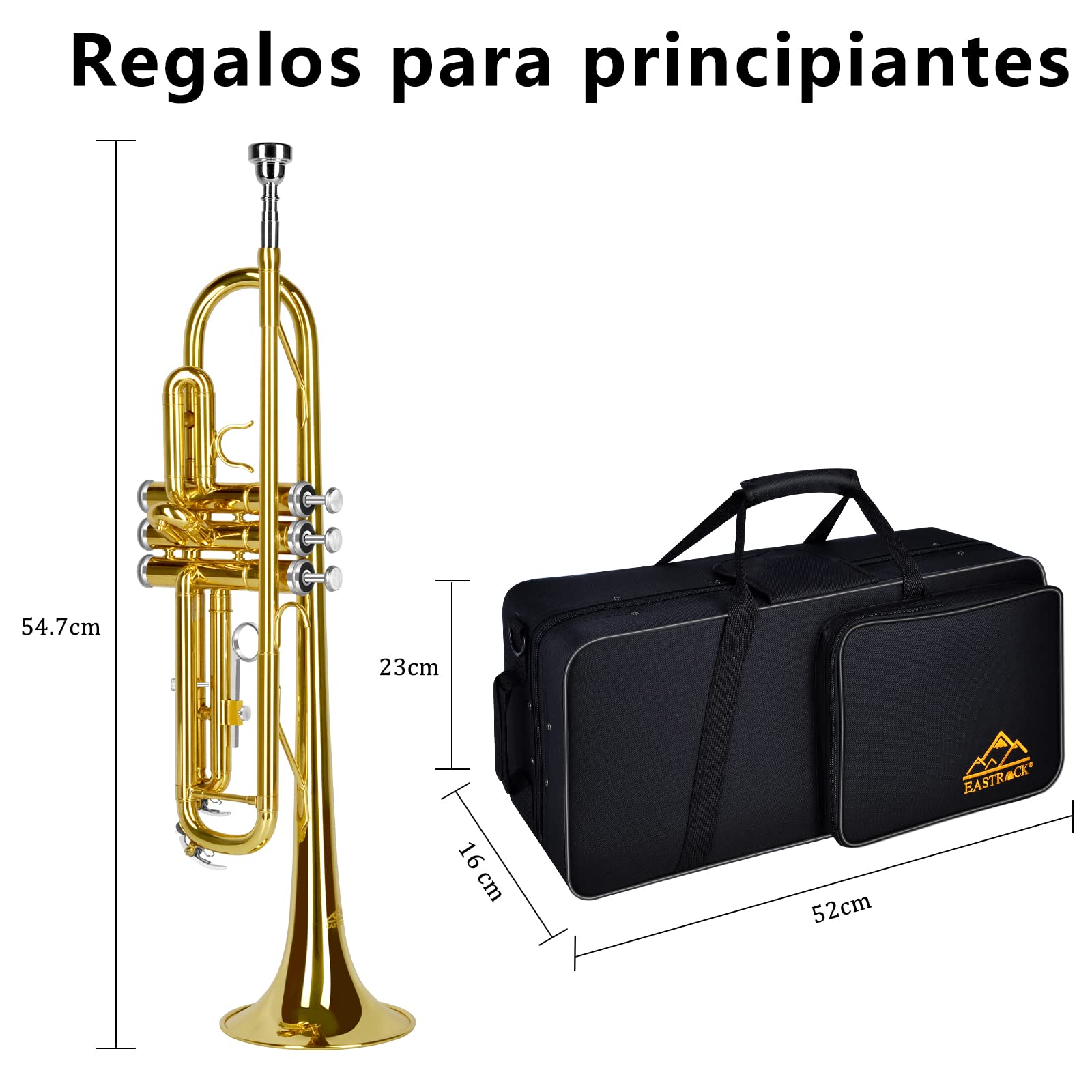 EASTROCK Tromba Sib Standard in Ottone Strumenti Musicali Ugello 7C con Custodia per studenti principianti (Latone d'oro)