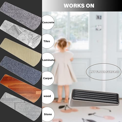 Miniatura 3 de Topes de puerta, paquete de 2 topes de puerta resistentes que se adaptan a todos los pisos, topes de puerta de metal resistente para la parte