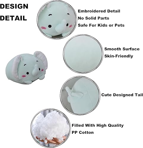 Miniatura 6 de Lindo mini elefante de peluche cilíndrico elefante de peluche, juguetes de peluche, regalos para niños y amantes o decoración del hogar, 8 pulgadas