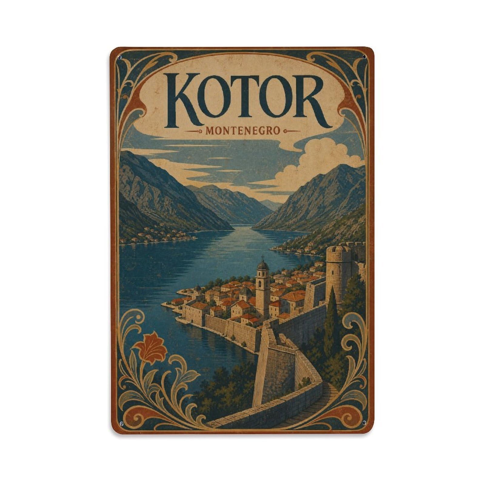 Metal Tin Sign Vintage Travel Montenegro Kotor