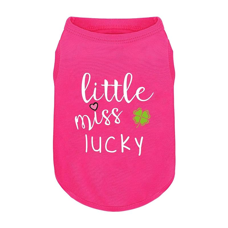 Camisa para Cães de Algodão com Estampa Little Miss Lucky, ZIAGAOP, Pink Four-leaf clover, tamanho Médio