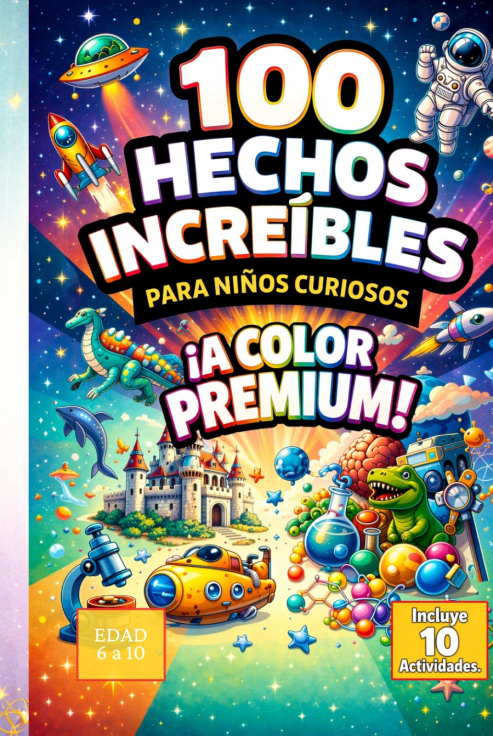 100 Hechos Increíbles para Niños Curiosos: Una colección de curiosidades fascinantes sobre el espacio, animales, ciencia, historia y mucho más. ¡COLOR PREMIUM!. ¡Incluye 10 actividades!