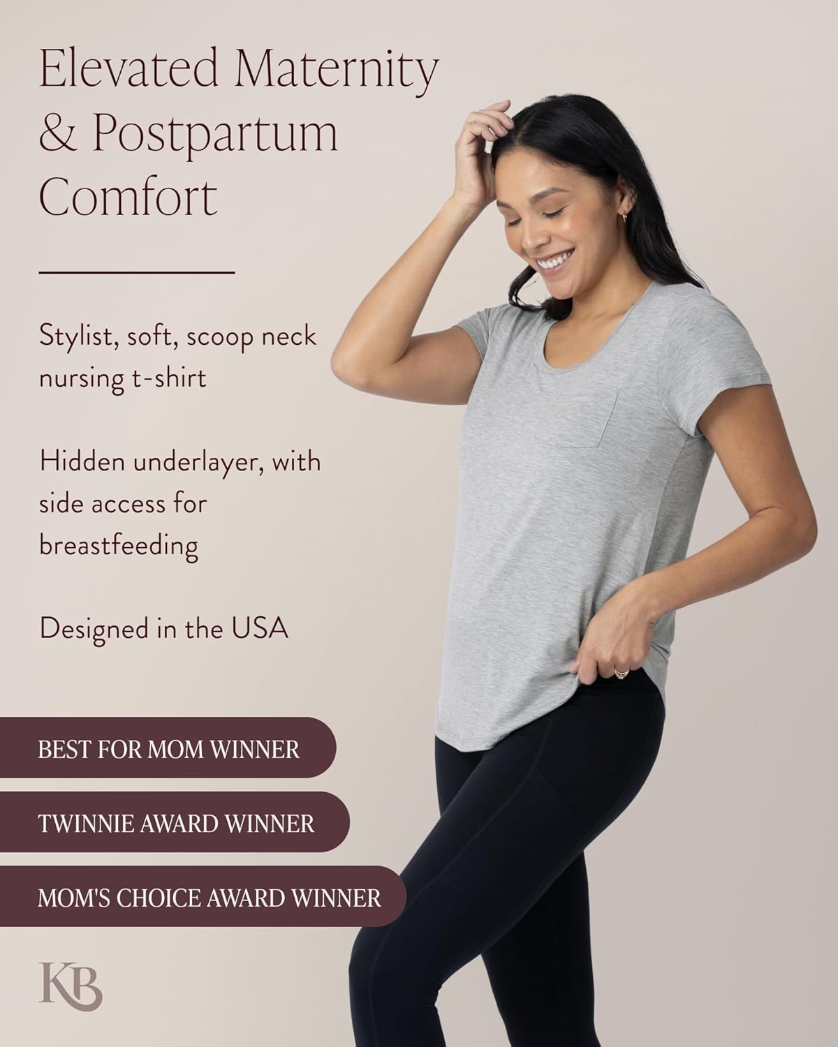 Kindred Bravely Everyday Maternity & Nursing T-Shirt | Maternity & Nursing Tops for Breastfeeding - Image 3