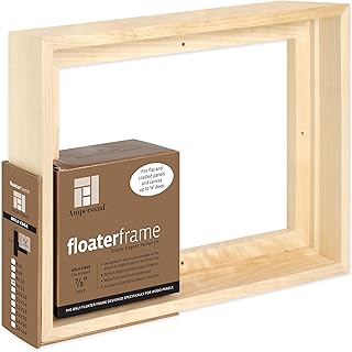 Ampersand Art Supply Floaterframe Readymade Frame for Flat and 7/8" Deep Wood Panel and Canvas Artwork, Paintings, Prints, and More, 9"x12", Maple Thin