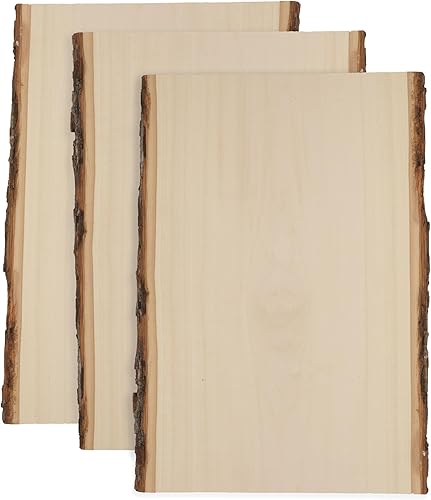 Walnut Hollow Tablón de tilo grande con borde vivo de madera (paquete de 3)  para leña, decoración del hogar y bodas rústicas