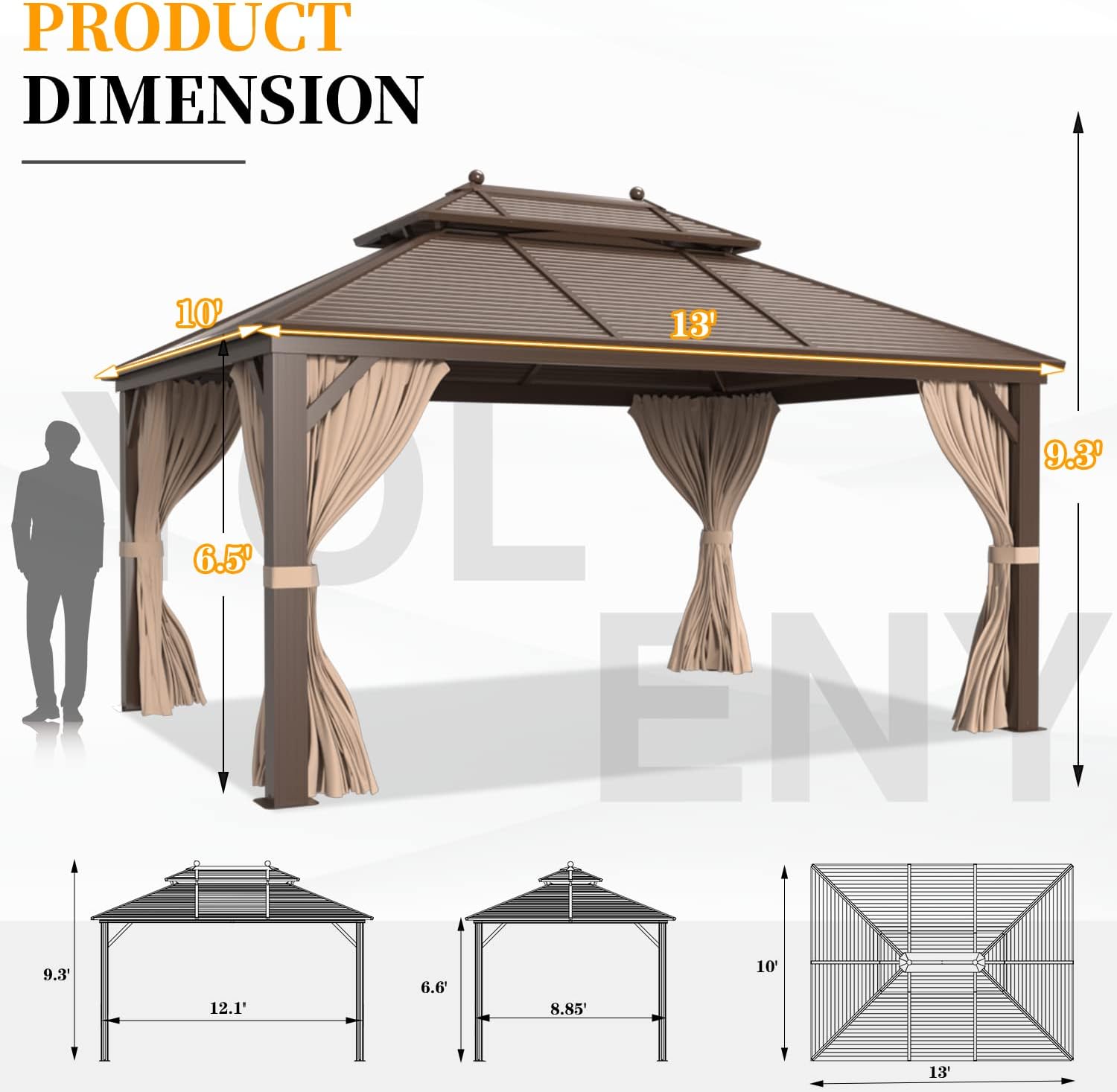 Buy YOLENY 10'x 13' Hardtop Gazebo 