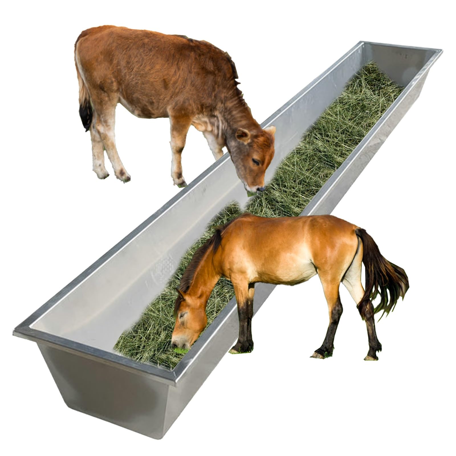 Amufjj One Color Goats Cattle Horse Hay Feeders For Outside, Large Feeding Trough & Livestock Feeder Waterproof Hold 7 15 30 Gal, Stainless Steel Waterers For Sheep Pens/Farms(L 50Cm/1.6Ft)