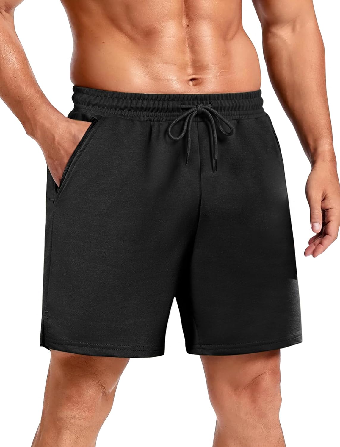 SILKWORLD Mens Running Shorts 6" Athletic Workout Casual Sweat Shorts Cotton Blend Breathable Jogger Shorts with Pockets
