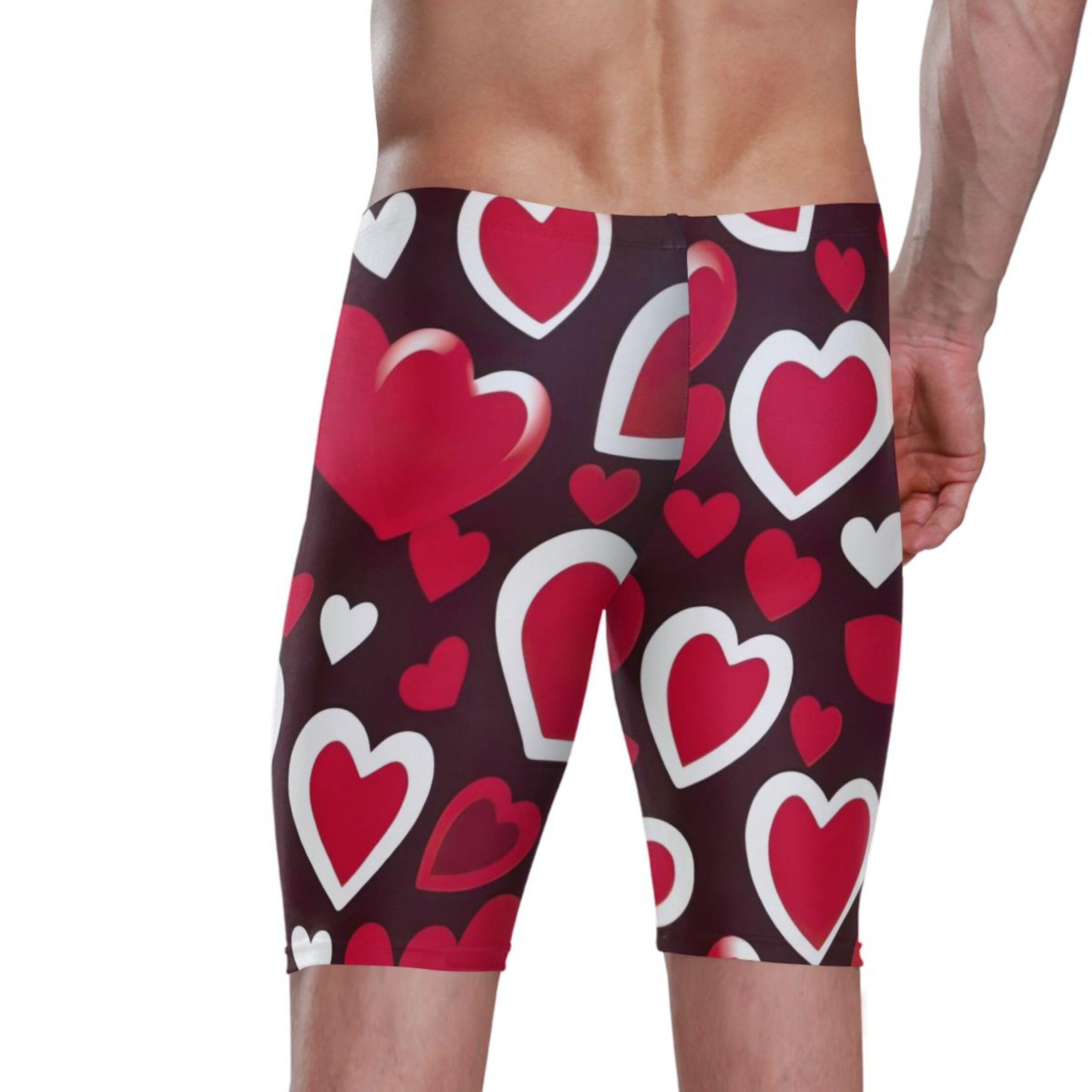 UMIRIKO Valentine's Day Heart Men's Swim Jammers Racing & Training Swimsuit Fast, Flexible,Comfortable XXXL B0401237