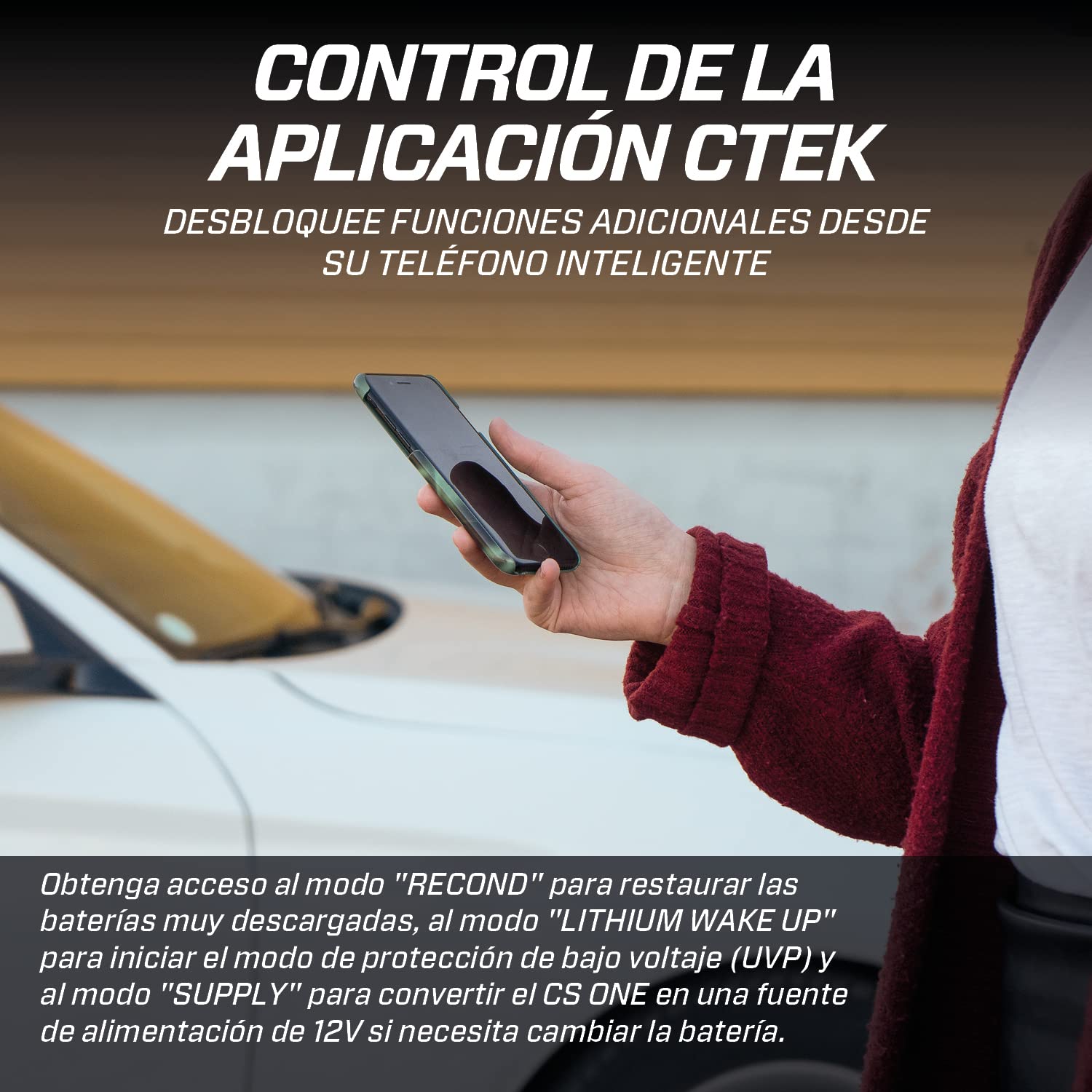 CTEK CS One, Cargador de Batería 12V, Cargador Inteligente de Baterias, Cargador De Batería De Coche Y Moto, Mantenedor De Batería con Carga Adaptable, Aplicación Y Abrazaderas Sin Polaridad