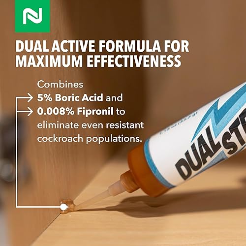 Miniatura 2 de Nisus Gel de cebo para cucarachas Dual Strike, mata las cucarachas rápidamente con ácido bórico y fipronil, uso de control de plagas en interiores